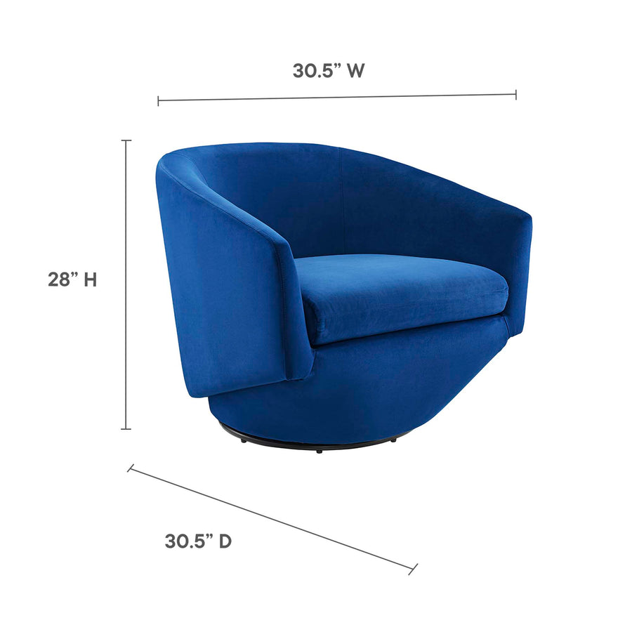 Carlingford Performance Velvet Fabric Swivel Chair in Navy