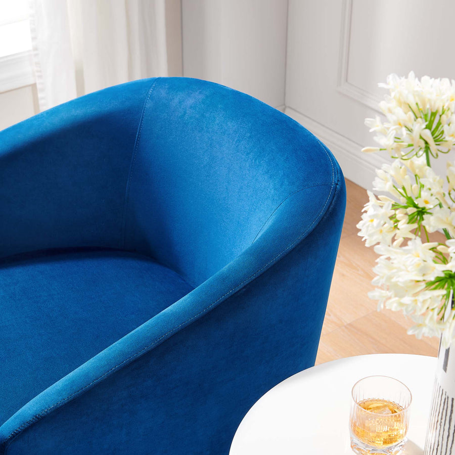 Carlingford Performance Velvet Fabric Swivel Chair in Navy
