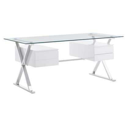 Sector 71" Glass Top Glass Office Desk by Furniture for America