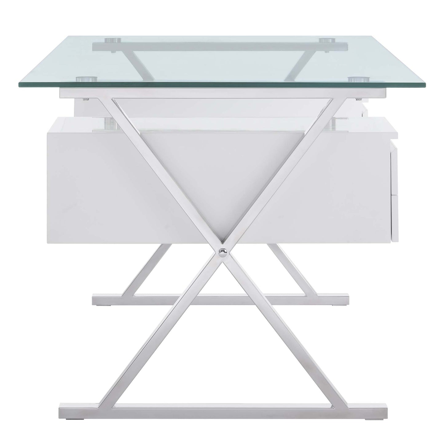 Sector 71" Glass Top Glass Office Desk by Furniture for America