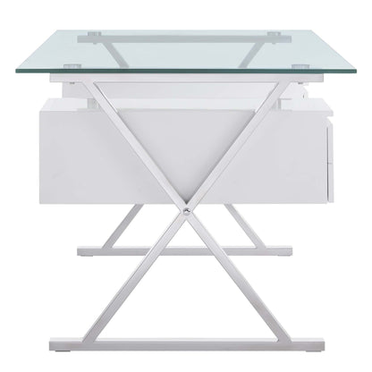 Sector 71" Glass Top Glass Office Desk by Furniture for America