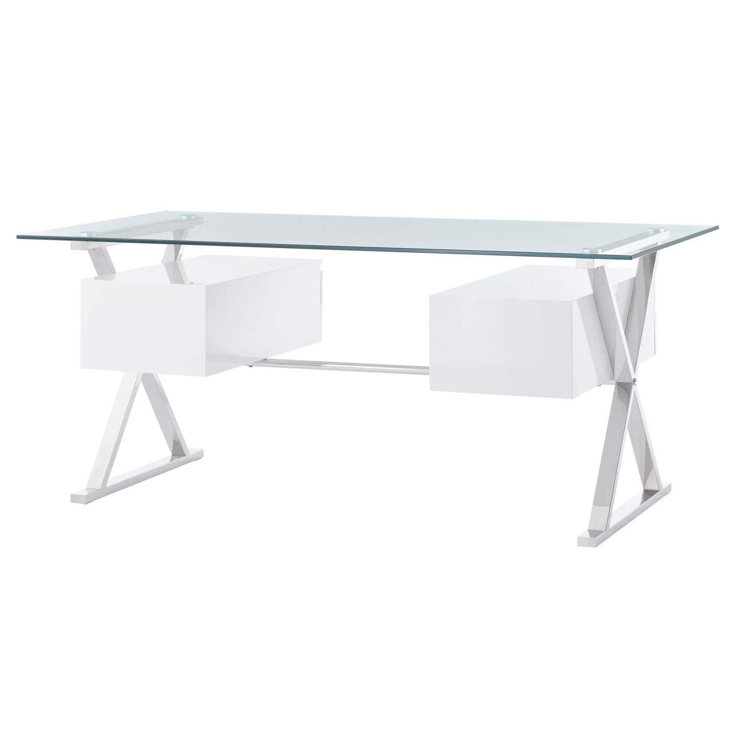 Sector 71" Glass Top Glass Office Desk by Furniture for America
