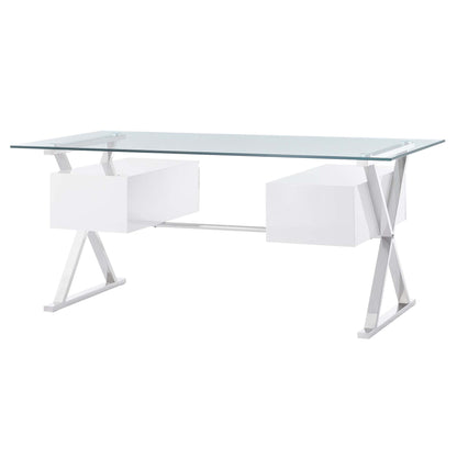 Sector 71" Glass Top Glass Office Desk by Furniture for America