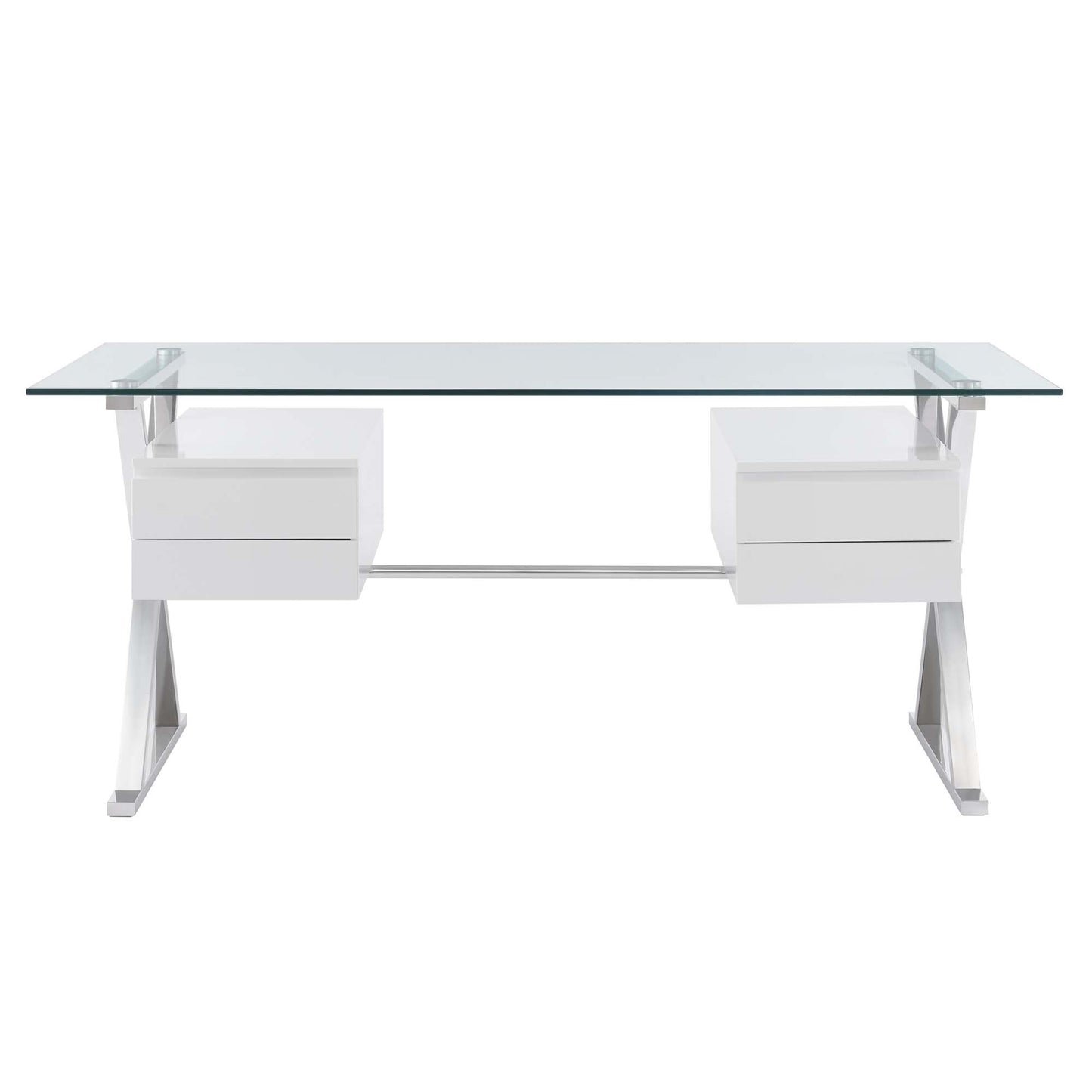 Sector 71" Glass Top Glass Office Desk by Furniture for America