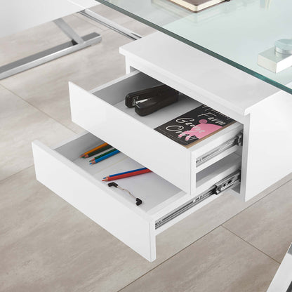 Sector 71" Glass Top Glass Office Desk by Furniture for America