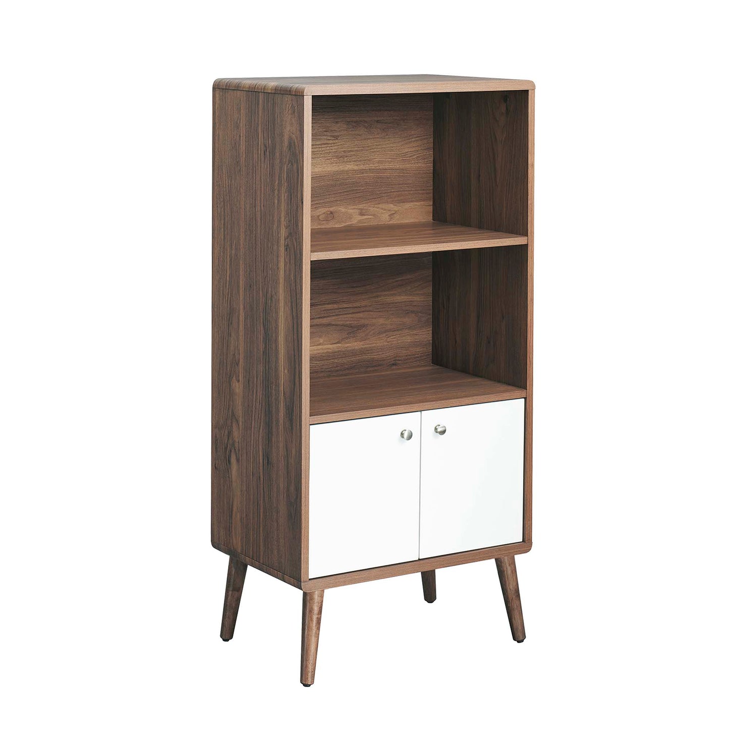 Emery Display Cabinet Bookshelf in Walnut White