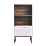 Emery Display Cabinet Bookshelf in Walnut White