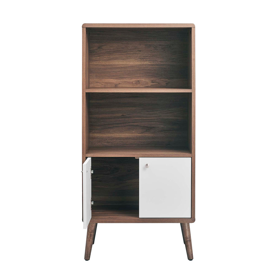 Emery Display Cabinet Bookshelf in Walnut White