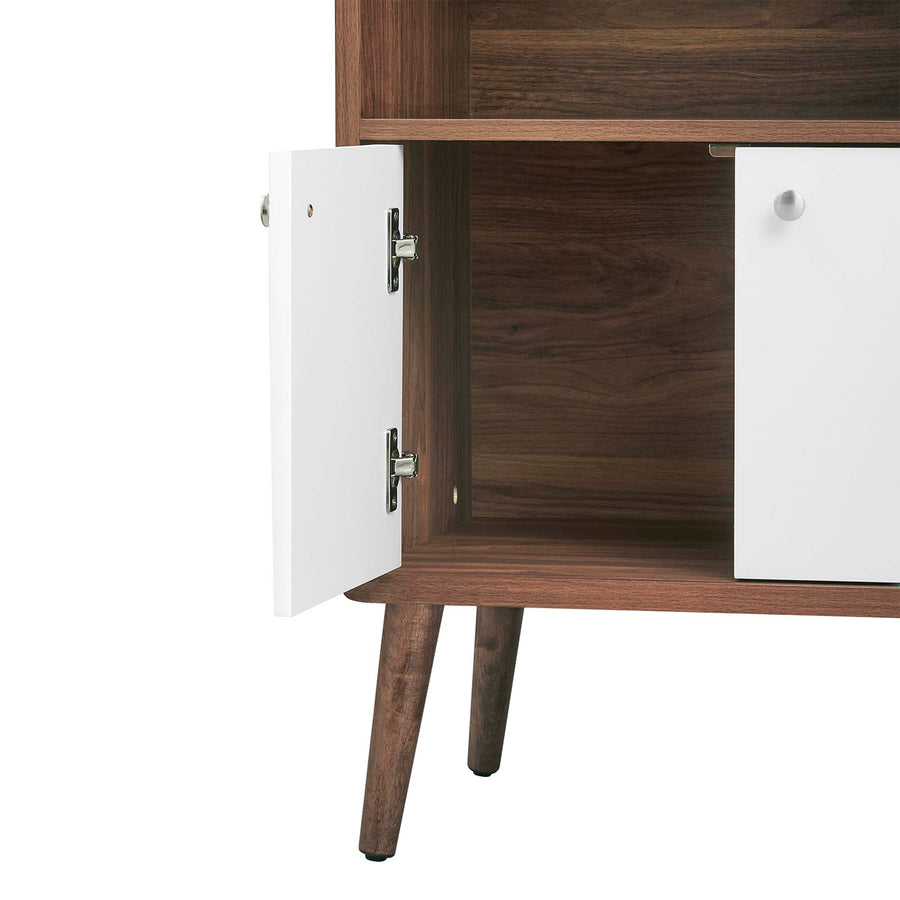 Emery Display Cabinet Bookshelf in Walnut White