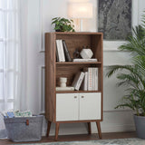Emery Display Cabinet Bookshelf in Walnut White