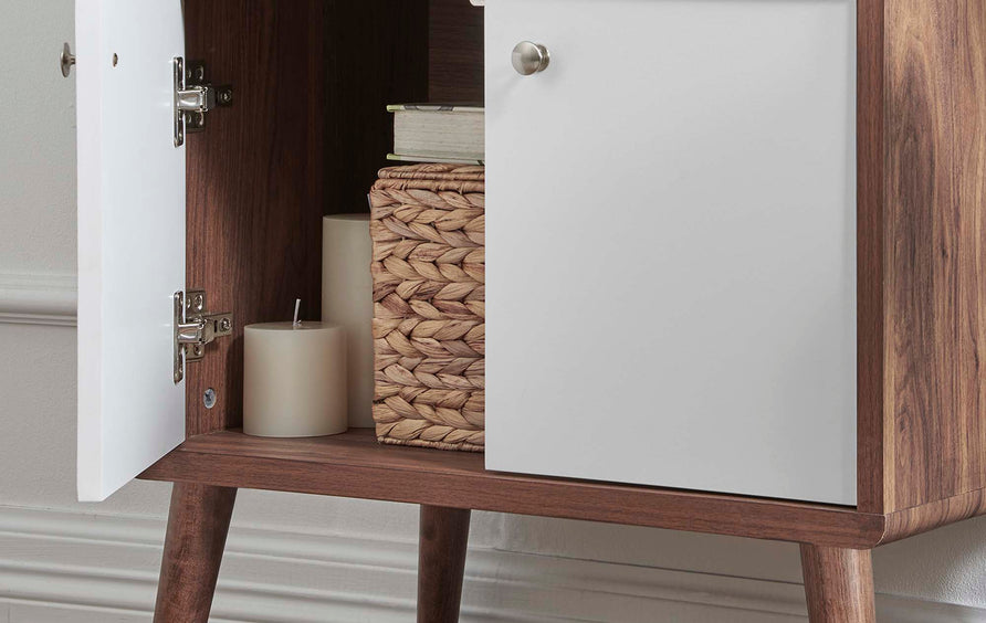 Emery Display Cabinet Bookshelf in Walnut White