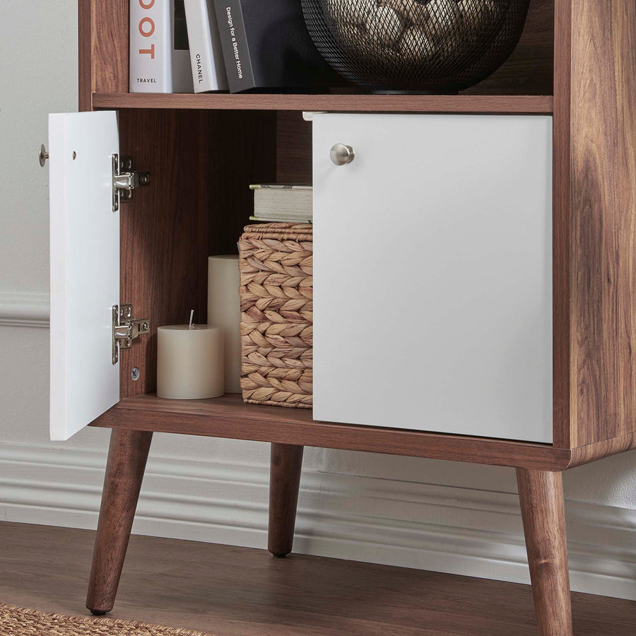 Emery Display Cabinet Bookshelf in Walnut White