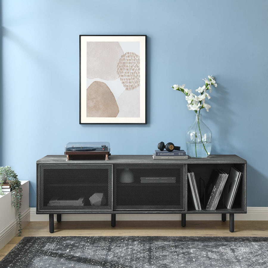 Polaris 67" TV and Vinyl Record Stand in Charcoal