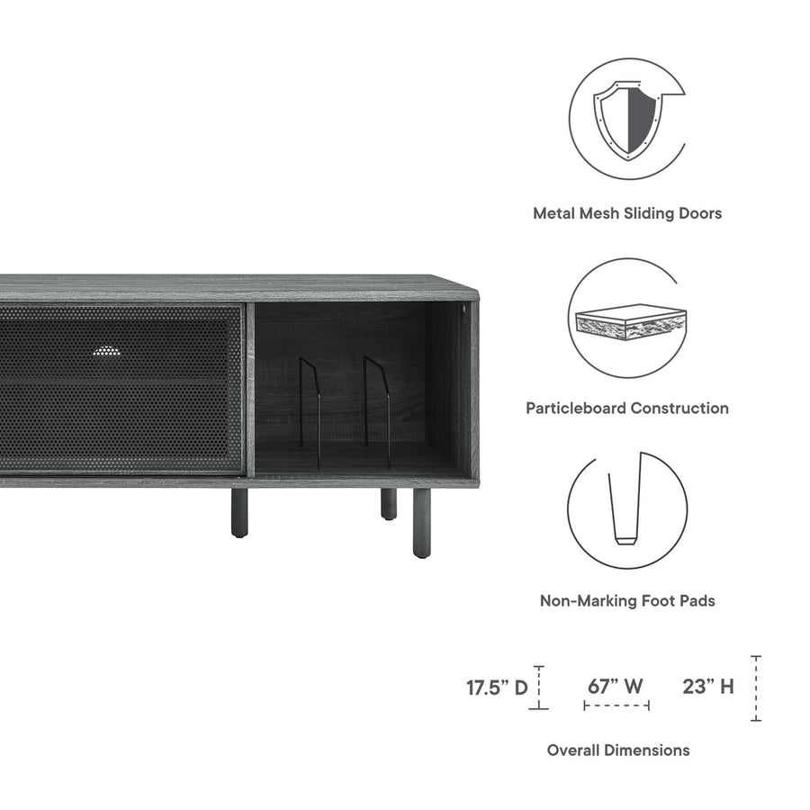 Polaris 67" TV and Vinyl Record Stand in Charcoal