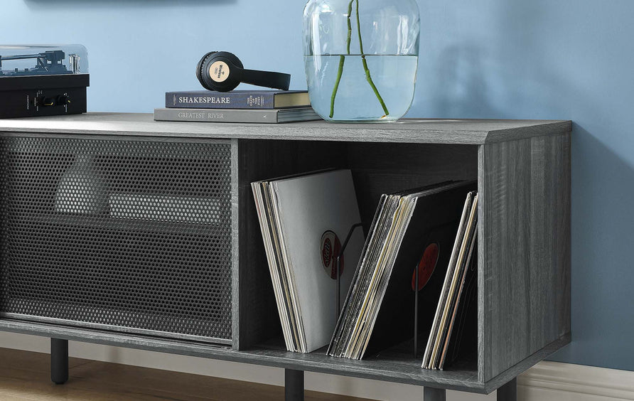 Polaris 67" TV and Vinyl Record Stand in Charcoal