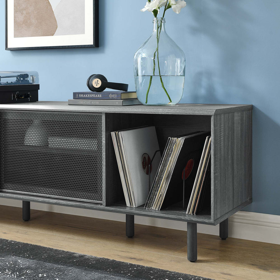 Polaris 67" TV and Vinyl Record Stand in Charcoal