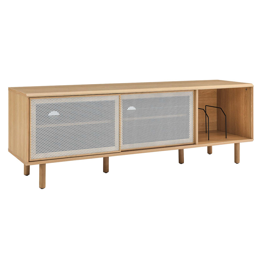 Polaris 67" TV and Vinyl Record Stand in Oak