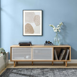 Polaris 67" TV and Vinyl Record Stand in Oak