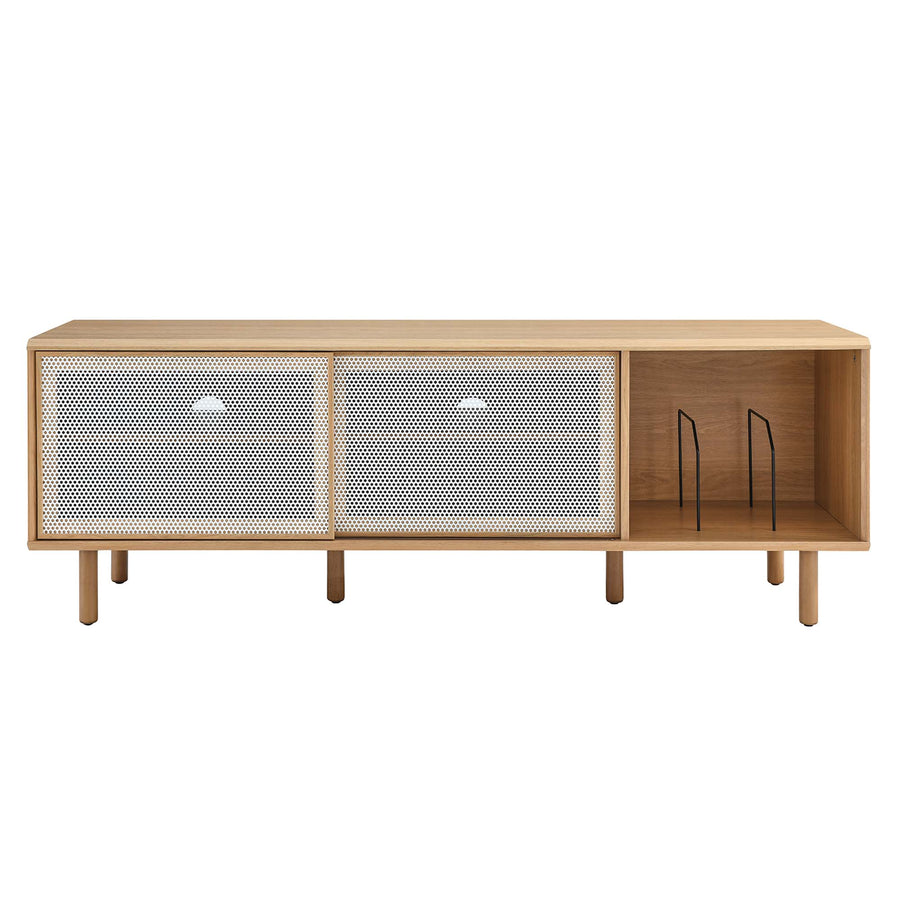 Polaris 67" TV and Vinyl Record Stand in Oak