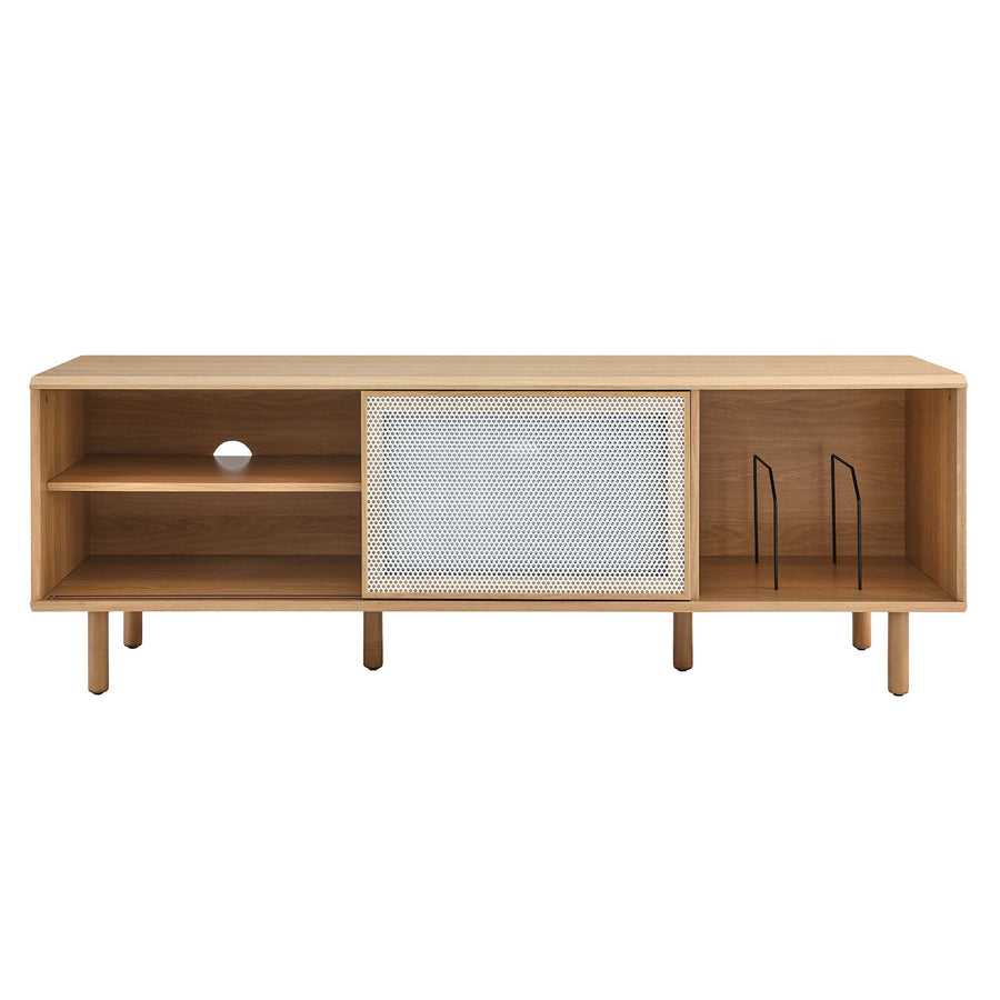 Polaris 67" TV and Vinyl Record Stand in Oak
