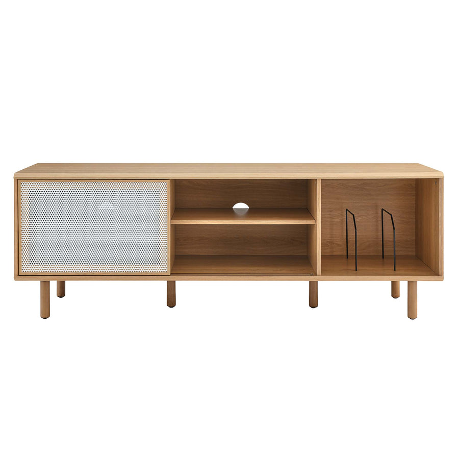Polaris 67" TV and Vinyl Record Stand in Oak