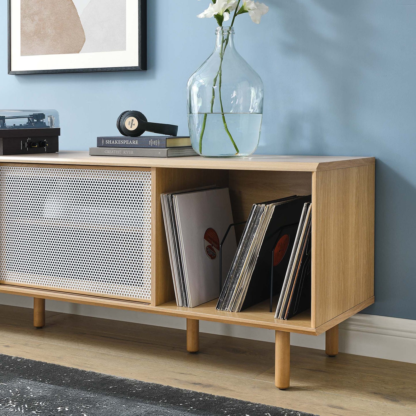Kurtis 67" TV and Vinyl Record Stand by Furniture For America