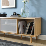 Polaris 67" TV and Vinyl Record Stand in Oak