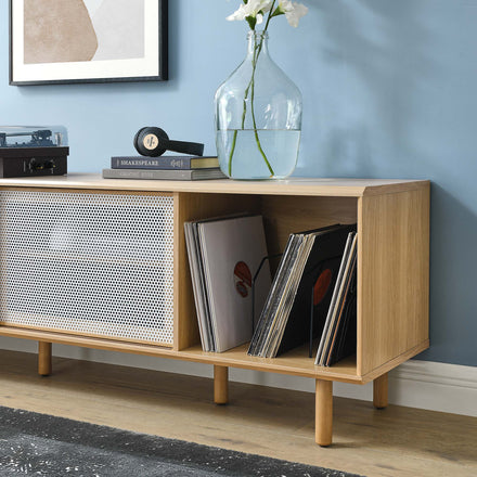 Kurtis 67" TV and Vinyl Record Stand in Oak