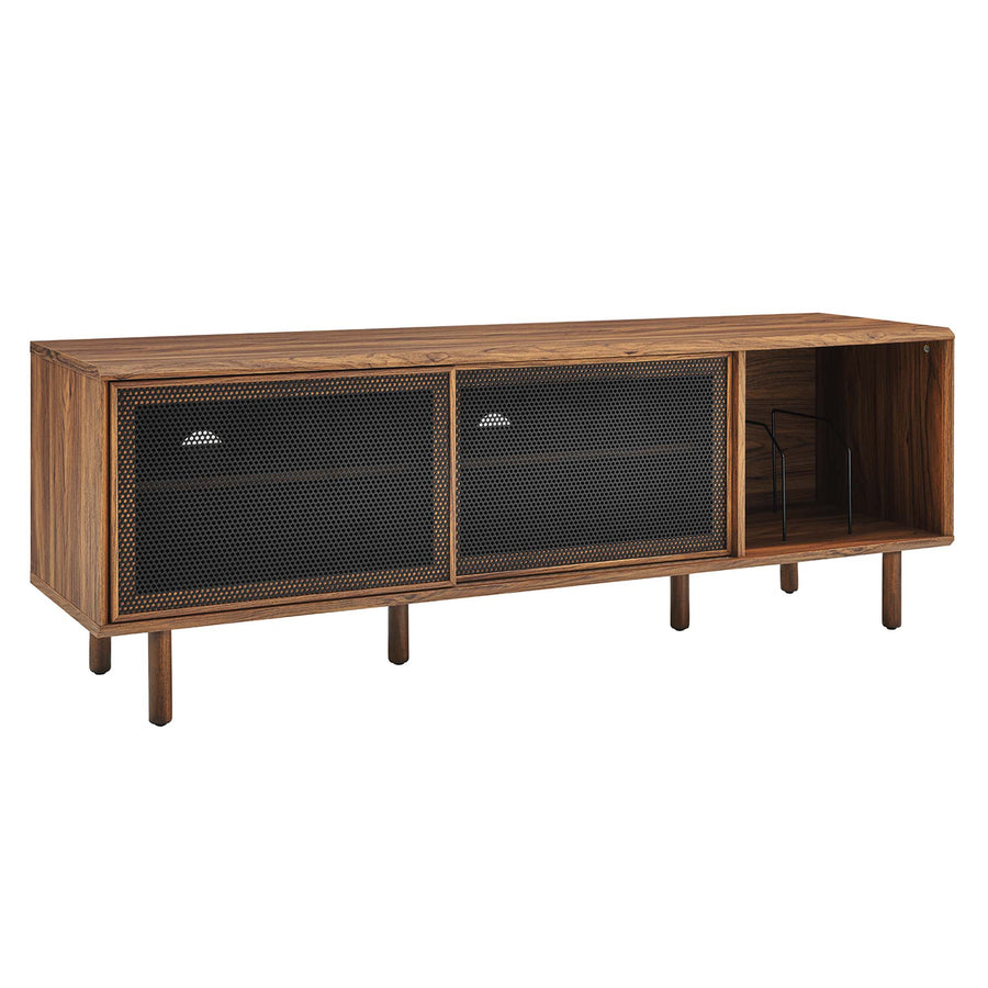 Polaris 67" TV and Vinyl Record Stand in Walnut