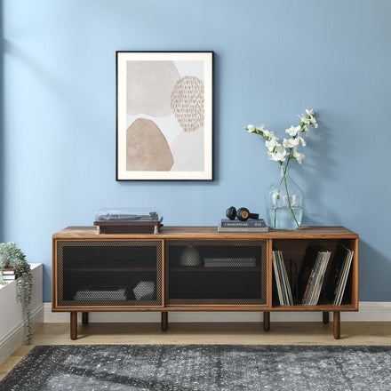 Kurtis 67" TV and Vinyl Record Stand in Walnut