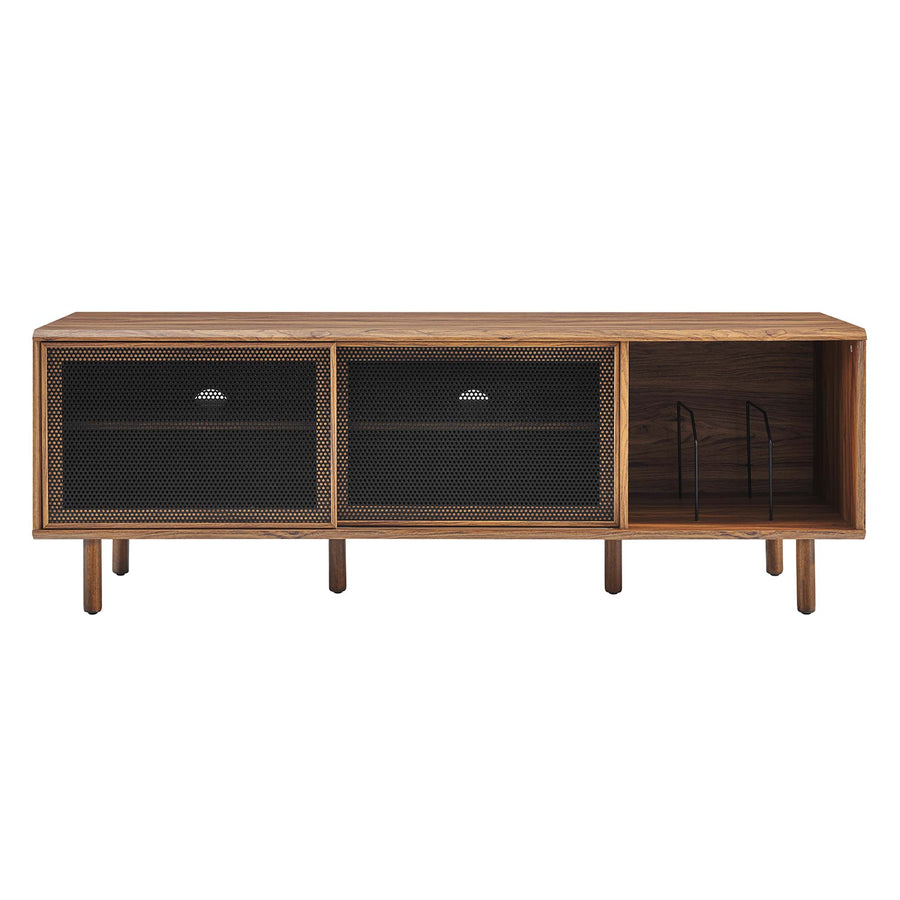 Polaris 67" TV and Vinyl Record Stand in Walnut