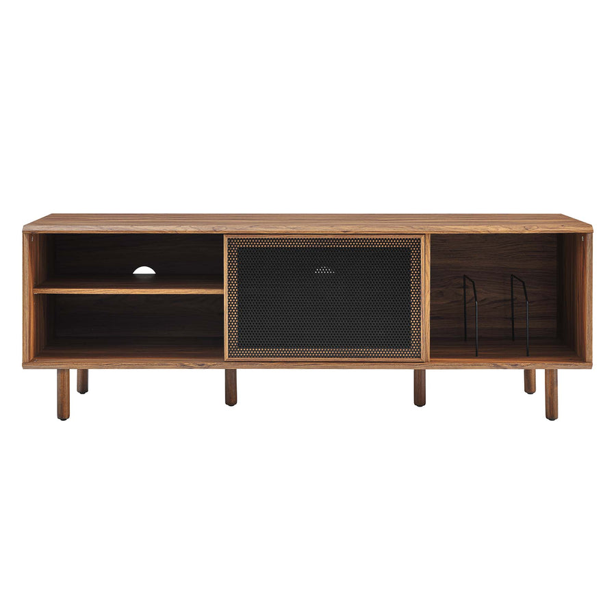 Polaris 67" TV and Vinyl Record Stand in Walnut