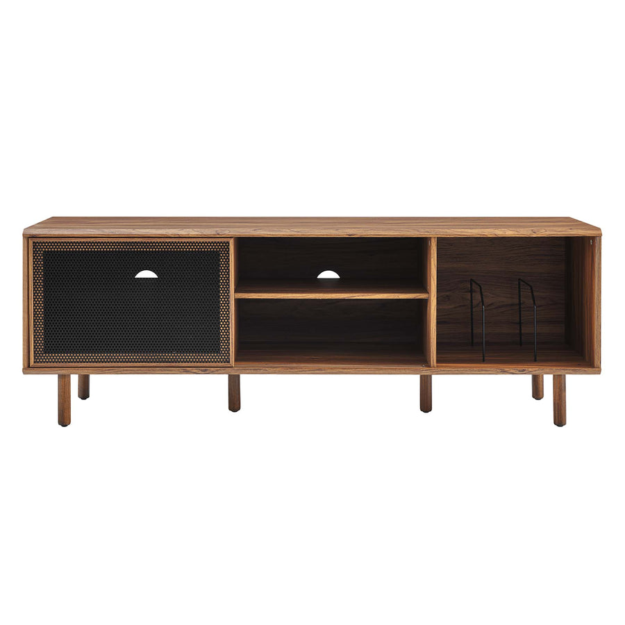 Polaris 67" TV and Vinyl Record Stand in Walnut