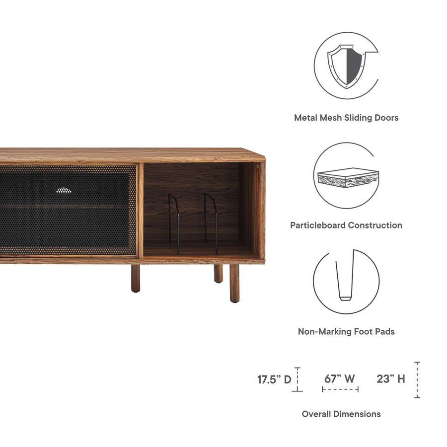 Polaris 67" TV and Vinyl Record Stand in Walnut