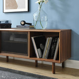 Polaris 67" TV and Vinyl Record Stand in Walnut