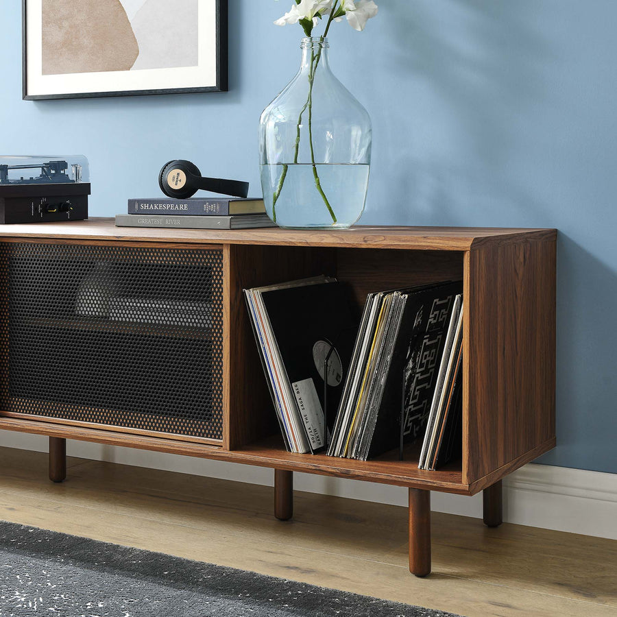 Polaris 67" TV and Vinyl Record Stand in Walnut