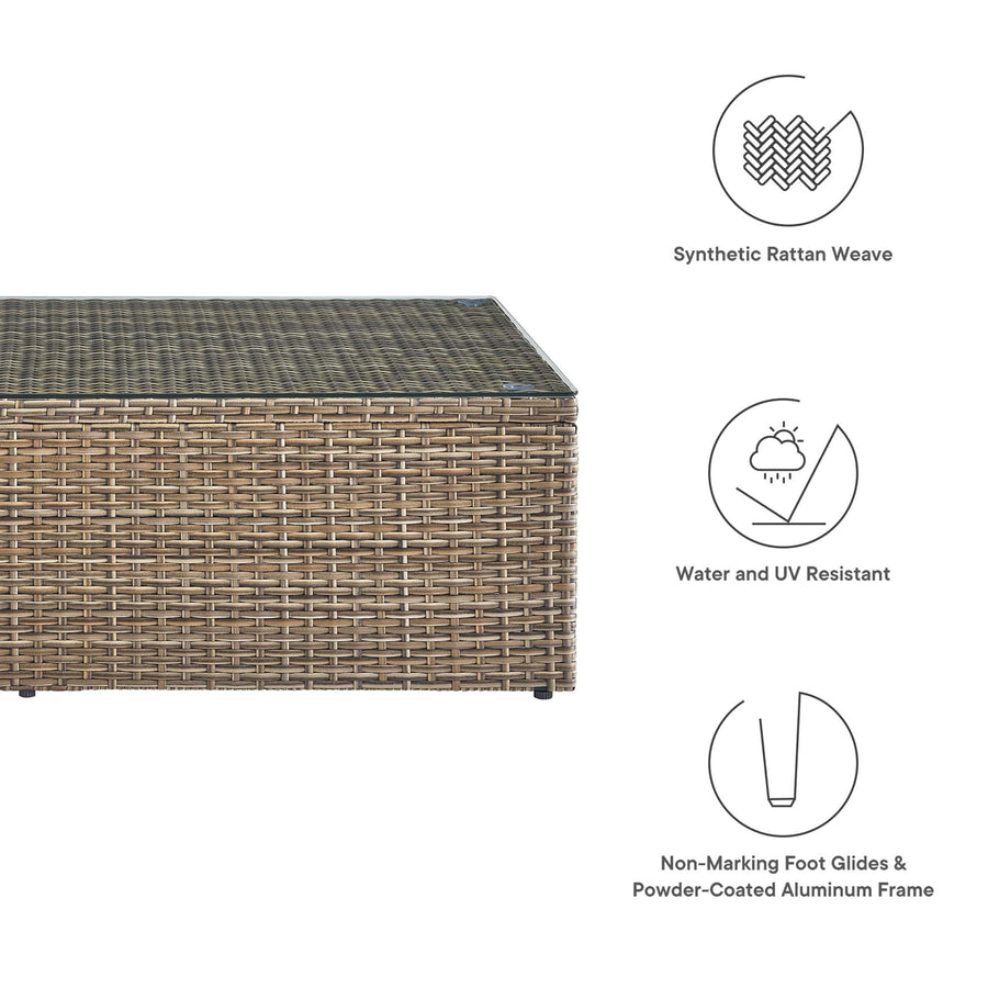 Sienna Outdoor Patio Coffee Table in Brown