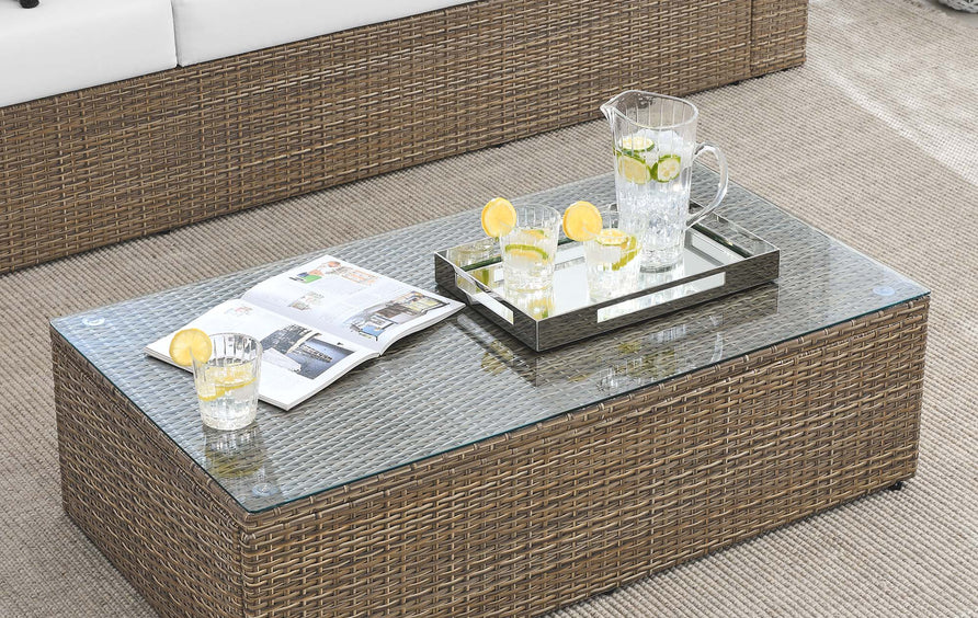 Sienna Outdoor Patio Coffee Table in Brown