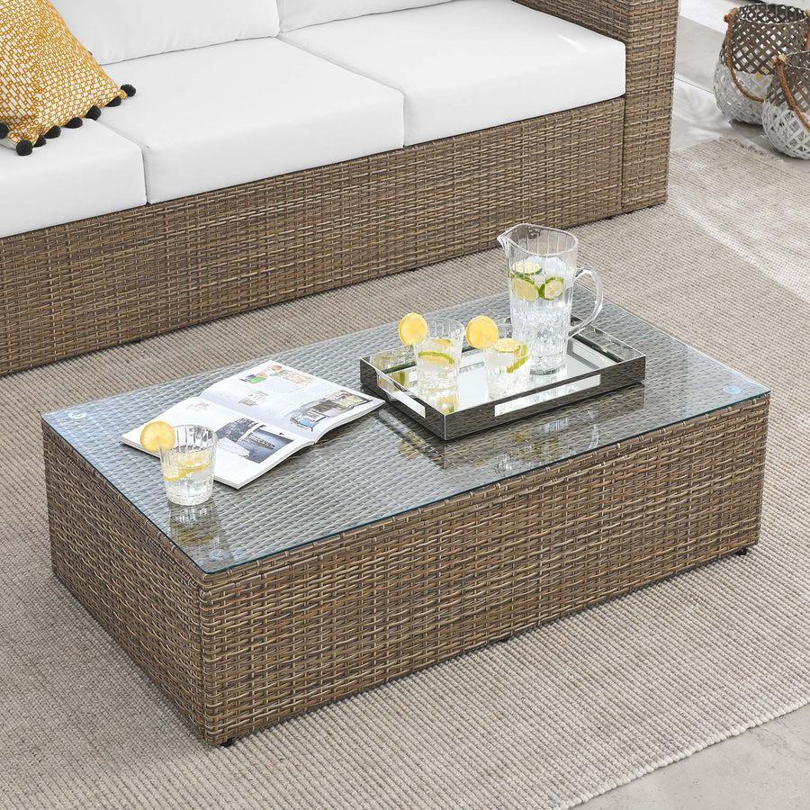 Sienna Outdoor Patio Coffee Table in Brown
