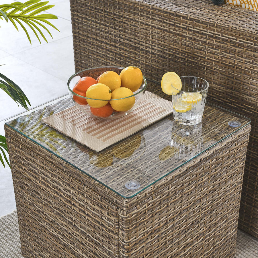 Sienna Outdoor Patio Side Table in Brown