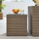 Sienna Outdoor Patio Side Table in Brown