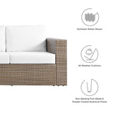 Sienna Outdoor Patio Sofa in Cappuccino White