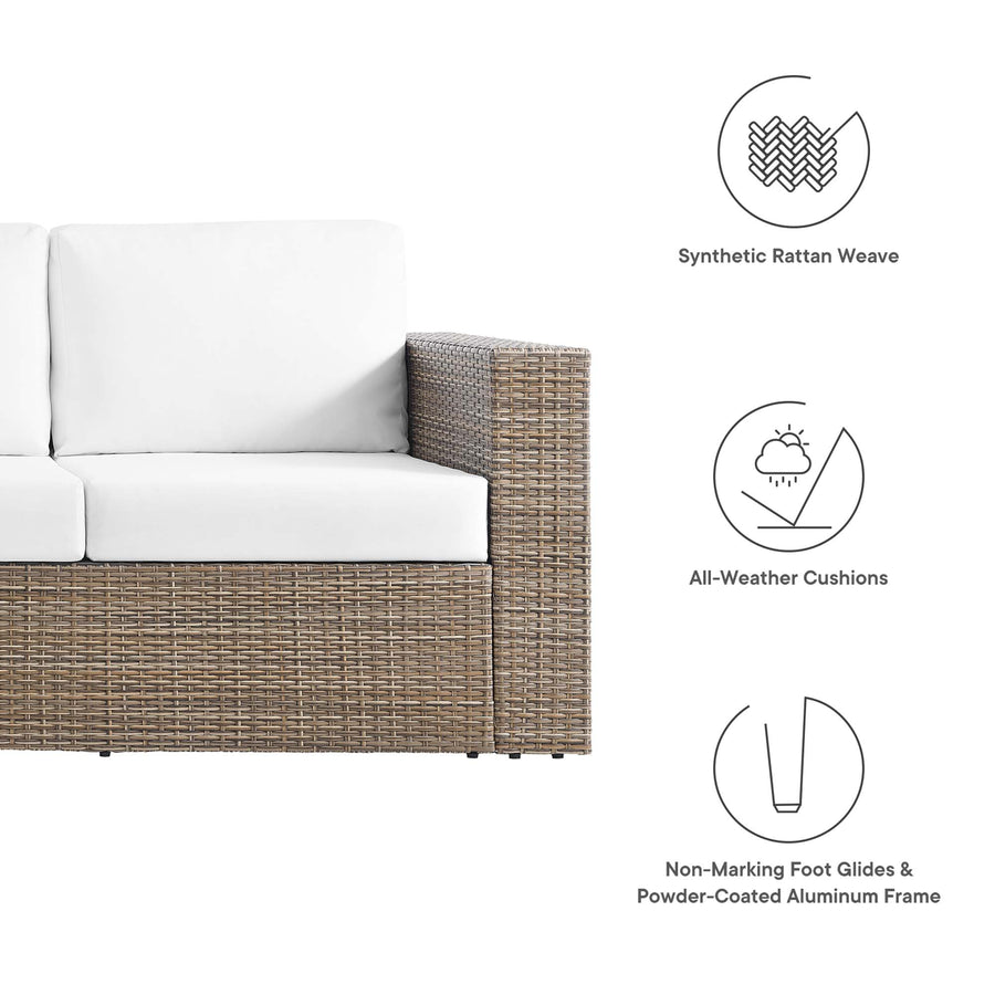 Sienna Outdoor Patio Sofa in Cappuccino White