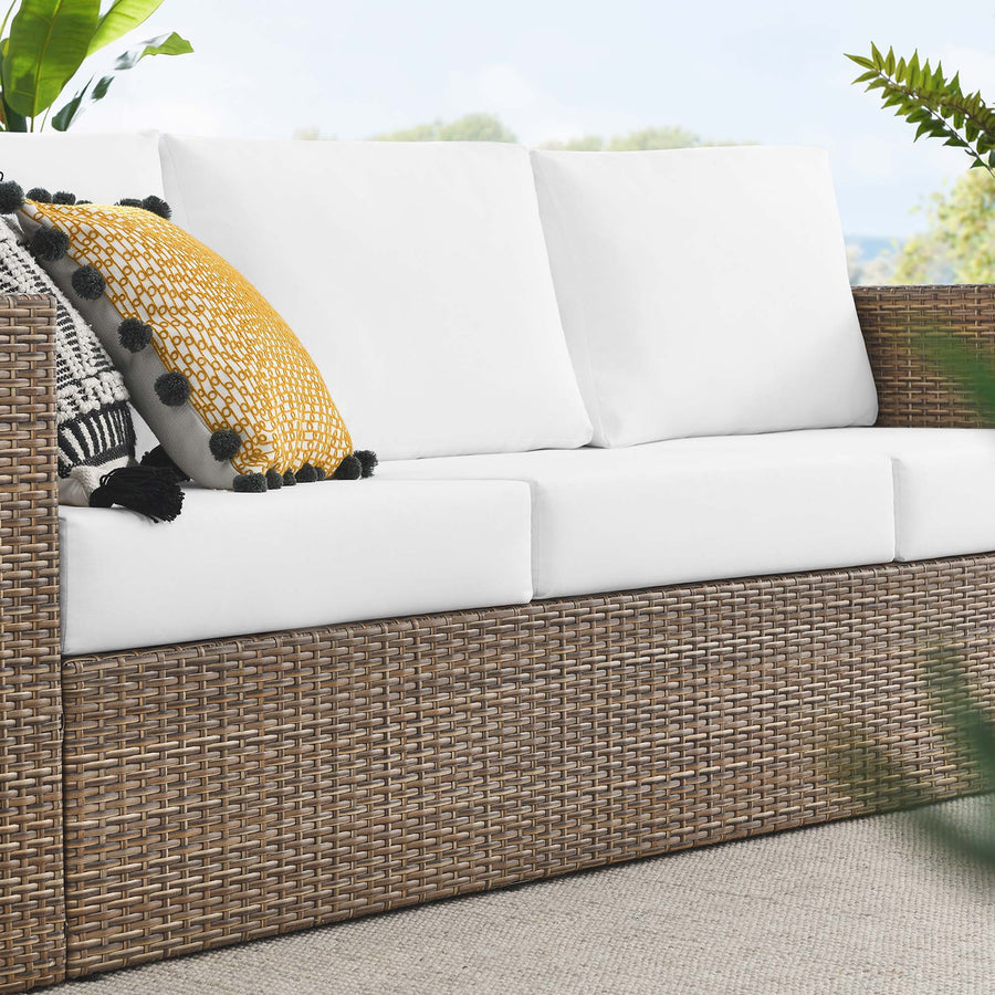 Sienna Outdoor Patio Sofa in Cappuccino White