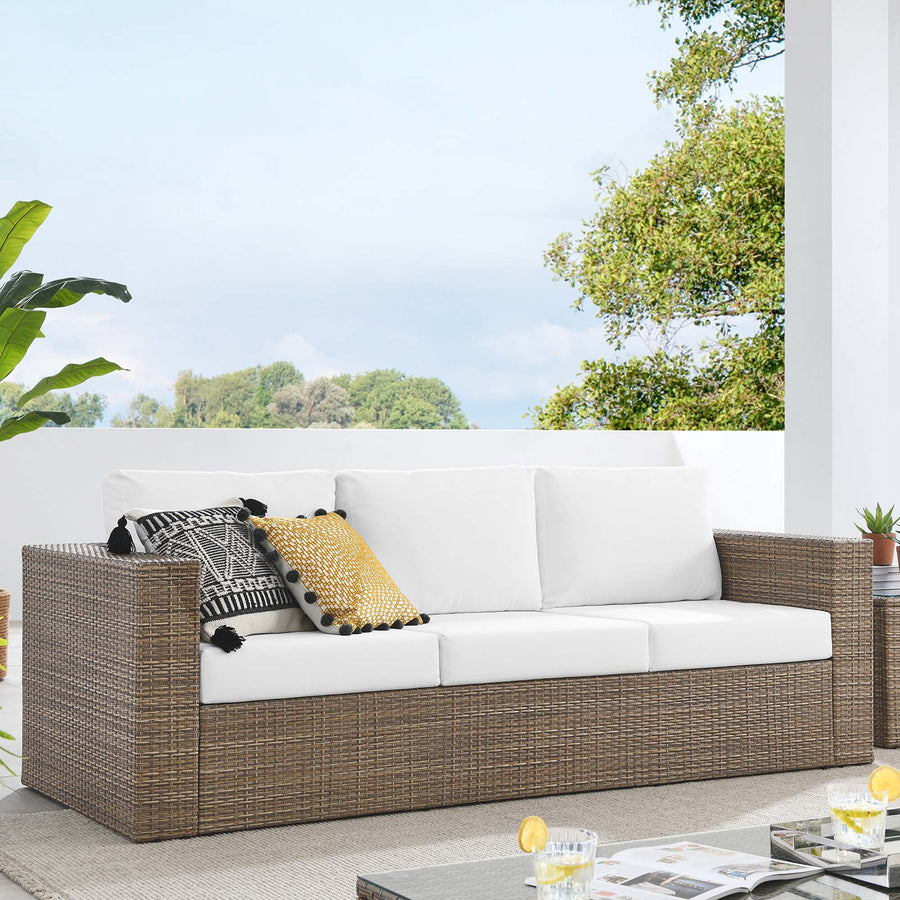 Sienna Outdoor Patio Sofa in Cappuccino White