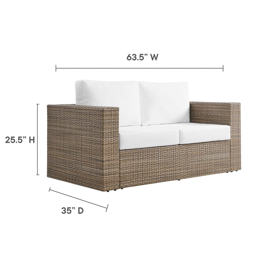 Sienna Outdoor Patio Loveseat in Cappuccino White