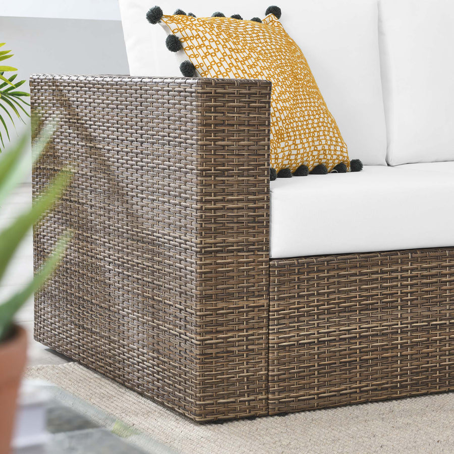 Sienna Outdoor Patio Loveseat in Cappuccino White