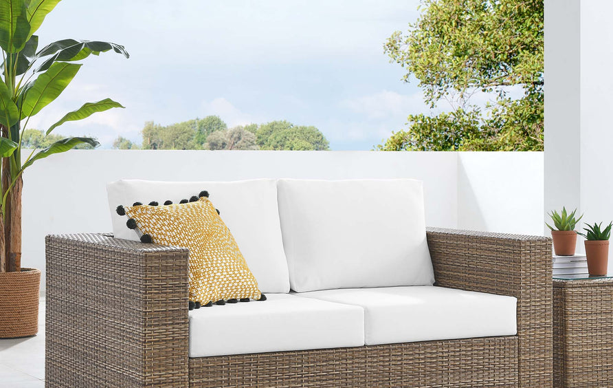 Sienna Outdoor Patio Loveseat in Cappuccino White