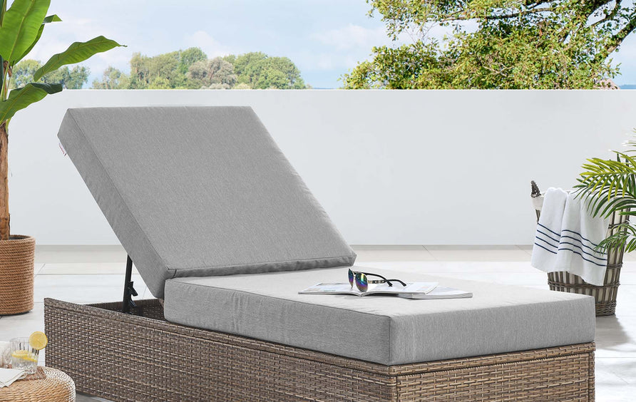 Sienna Outdoor Patio Chaise Lounge Chair in Cappuccino Gray