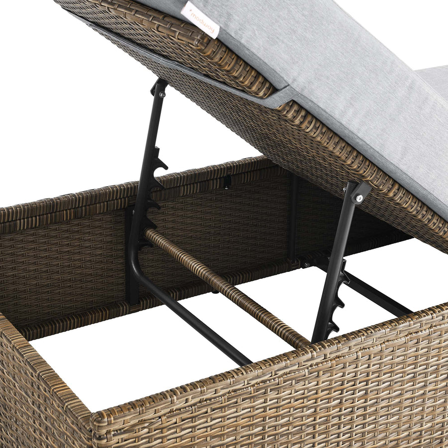 Sienna Outdoor Patio Chaise Lounge Chair in Cappuccino Gray